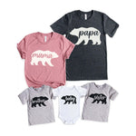 Mama Bear Papa Sister Brother Baby Cute Family Matching Shirts